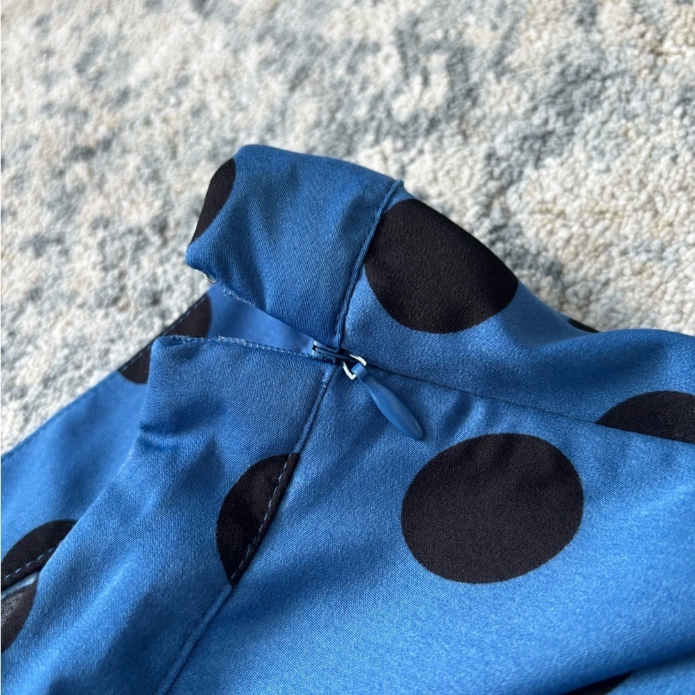 Who What Wear Blue and Black Polka Dot A-Line Skirt - Picture 5 of 8